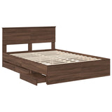 Bed Frame with Drawer Brown Oak 135 x 190 cm Engineer Wood 3410720