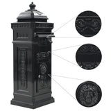 43888 Pillar Letterbox Aluminium Vintage Style Rustproof Black