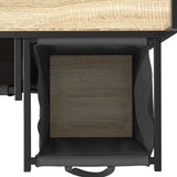 Laundry Basket 2 Compartments with Wheels Sonoma Oak 859096