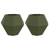 Planter 2 pcs Olive Green 100 x 100 x 80 cm Steel 884031