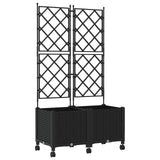 Garden Planter with Trellis&Wheels 2 pcs Black 80 x 40 x 149 cm 3422990