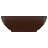 Luxury Basin Oval-shaped Matt Dark Brown 40x33 cm Ceramic 146929
