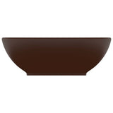 Luxury Basin Oval-shaped Matt Dark Brown 40x33 cm Ceramic 146929