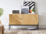 Modern Sideboard Cabinet with 2 Doors and Metal Legs, Buffet Storage Cabinet with Line Design, N896P457078W