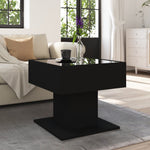 ZNTS Coffee Table with LED Black 50x50x45 cm Engineered Wood 847526