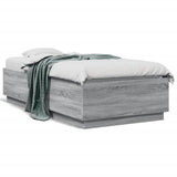 Bed Frame with LED without Mattress Grey Sonoma 75x190 cm Small Single 3209672