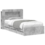 Bed Frame with Storage with Headboard Concrete Grey 75 x 190 cm 3433992