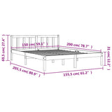 Bed Frame without Mattress Wax Brown 150x200 cm King Size Solid Wood Pine 844810
