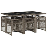 7 Piece Garden Dining Set with Cushions Grey Poly Rattan 3210728