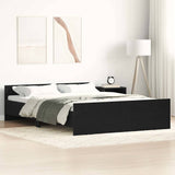 Bed Frame without Mattress Black Oak 135x190 cm Engineered Wood 3329325