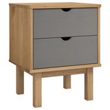 ZNTS Bedside Cabinet OTTA Brown&Grey 45x39x57 cm Solid Wood Pine 348577