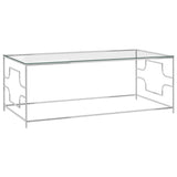 Coffee Table Silver 120x60x45 cm Stainless Steel and Glass 289029