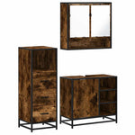 ZNTS 3 Piece Bathroom Furniture Set Smoked Oak Engineered Wood 3301057