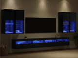 TV Wall Cabinet Set with LED Lights with LED 7 pcs Black Oak 3402796