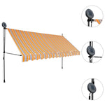 ZNTS Manual Retractable Awning with LED 400 cm Yellow and Blue 145854