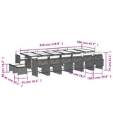 17 Piece Garden Dining Set with Cushions Black Poly Rattan 3211183