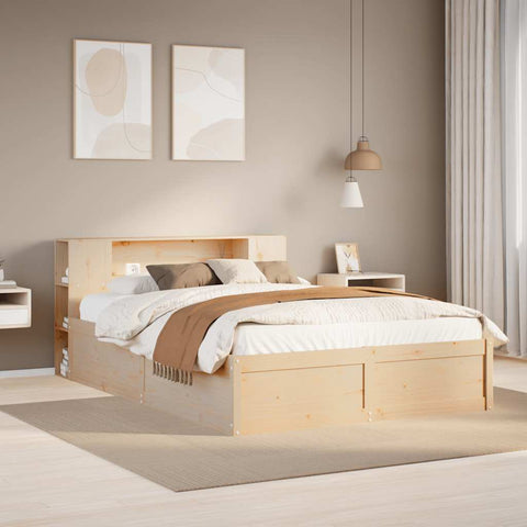 ZNTS Bed Frame without Mattress 140x200 cm Solid Wood Pine 3323416