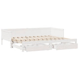Daybed with Trundle and Drawers without Mattress White 80x200 cm 3302216