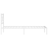 Metal Bed Frame without Mattress with Headboard White 100x200cm 376270
