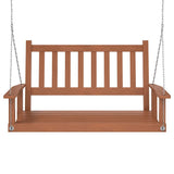 Garden Swing Bench with Metal Chains Brown Solid Wood Fir 4008977