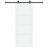 Sliding Door 86 x 211 cm Engineered Wood White and Black 3450004