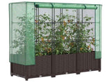 Raised Bed with Greenhouse Cover Rattan Look 120x40x138 cm 4015801