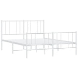 Metal Bed Frame without Mattress with Footboard White 140x190cm 352547