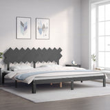 Bed Frame without Mattress Grey 200x200 cm Solid Wood Pine 3193748