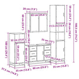 ZNTS 4 Piece Bathroom Furniture Set Smoked Oak Engineered Wood 3301202