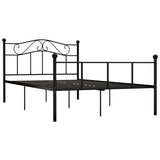 Bed Frame Black Metal Double Durable Bed Frame Rectangular 284526
