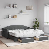 Daybed with Trundle&Drawers without Mattress Dark Grey 90x190 cm Single 3197604