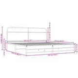 Metal Bed Frame without Mattress Brown Oak 183x213 cm 3318705