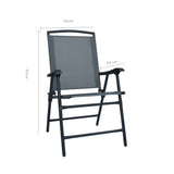 Chair Set of 2 Grey Textilene Medium Foldable Chair 47922