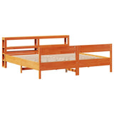Bed Frame without Mattress Wax Brown 200x200 cm Solid Wood Pine 3306176