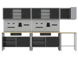 Work Cabinet Set with Drawer with Shelf 10 pcs Black and Grey 3321520