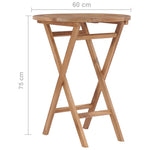 ZNTS Folding Garden Table 60 cm Solid Teak Wood 48993