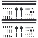 Sliding Door Hardware Kits 2 pcs 200 cm Steel Black 3059839