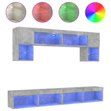 6 Piece TV Wall Units with LED Concrete Grey Engineered Wood 3216707