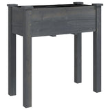 Planter with Liner Grey 71x37x76 cm Solid Wood Fir 364232