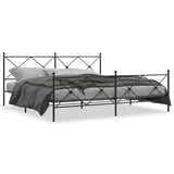 Metal Bed Frame without Mattress with Footboard Black 200x200cm 376527