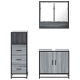 3 Piece Bathroom Furniture Set Grey Sonoma Engineered Wood 3301038