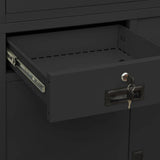 Office Cabinet Anthracite 90x40x180 cm Steel and Tempered Glass 336424