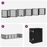 Dog Gate with Door Foldable 12 Panels Black 600 cm Poplar Wood 3155542