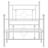 Metal Bed Frame without Mattress with Footboard White 80x200cm 374397