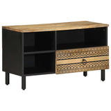 TV Cabinet Black 80x33.5x46 cm Solid Rough Wood Mango 4018645