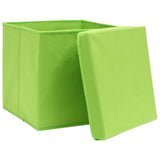 Storage Boxes with Lids 10 pcs Green 32x32x32 cm Fabric 288372