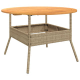 Garden Table with Acacia Wood Top Beige 110x71 cm Poly Rattan 368627