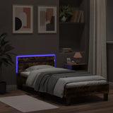 Bed Frame without Mattress with LED Lights Smoked Oak 90x200 cm 838719
