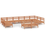 12 Piece Garden Lounge Set Honey Brown Solid Wood Pine 3083497
