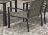 Outdoor Dining Set 5 Pieces Patio Conservatory with Tempered Glass Tabletop,4 Dining Chairs - Grey T3398P325285